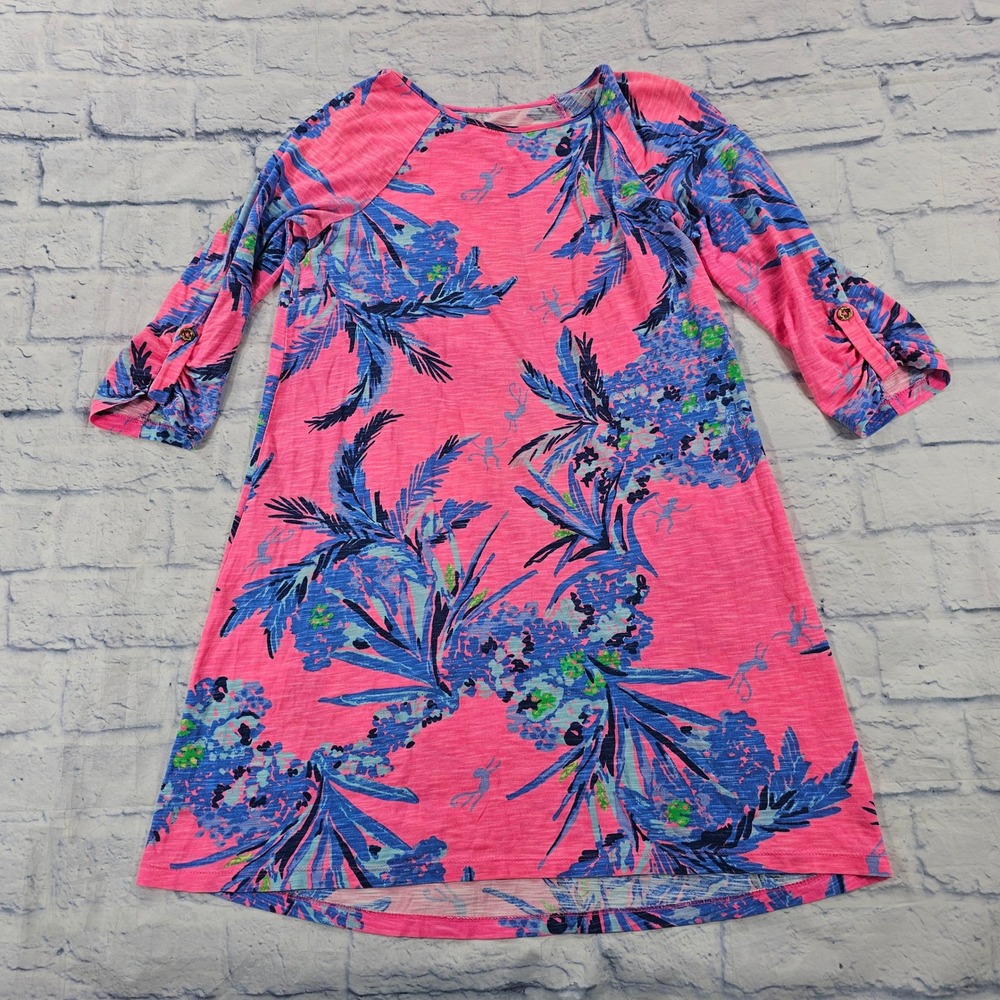 Lilly Pulitzer Surfcrest Swing T-Shirt Dress Womens XS Tiki Pink Out On A Limb